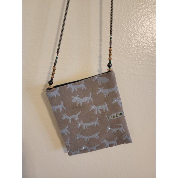 Small Green and Blue Dogs and Fish Mini Cross-Body Bag - Picture 2 of 5